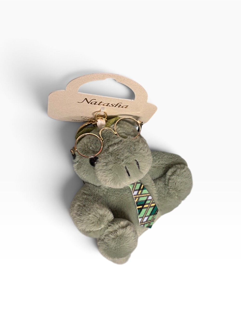 Natasha Plush Green Dino Glasses Neck Tie Stegosauraus Keychain Bag Charm